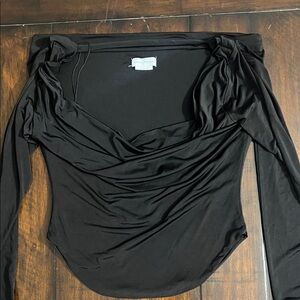 Lovers + Friends Black Draped Blouse